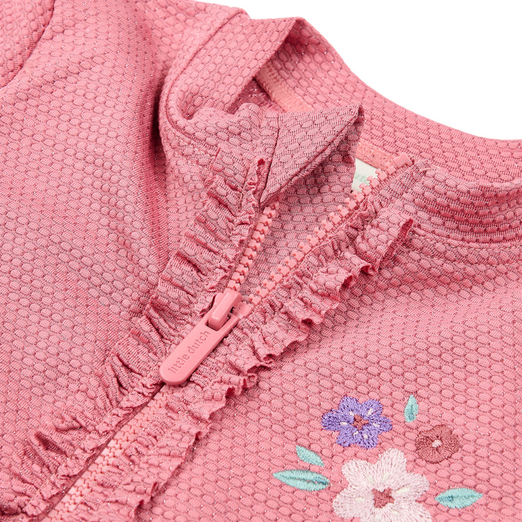 LITTLE DUTCH. Ολόσωμο κοντομάνικο μαγιό Dreamy Pink Sparkle