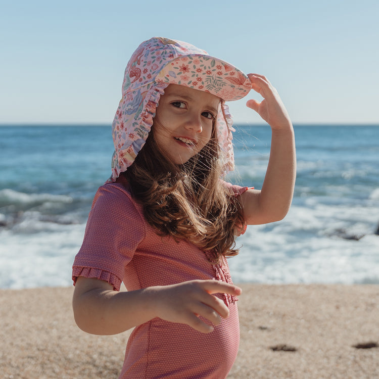 LITTLE DUTCH. Ολόσωμο κοντομάνικο μαγιό Dreamy Pink Sparkle
