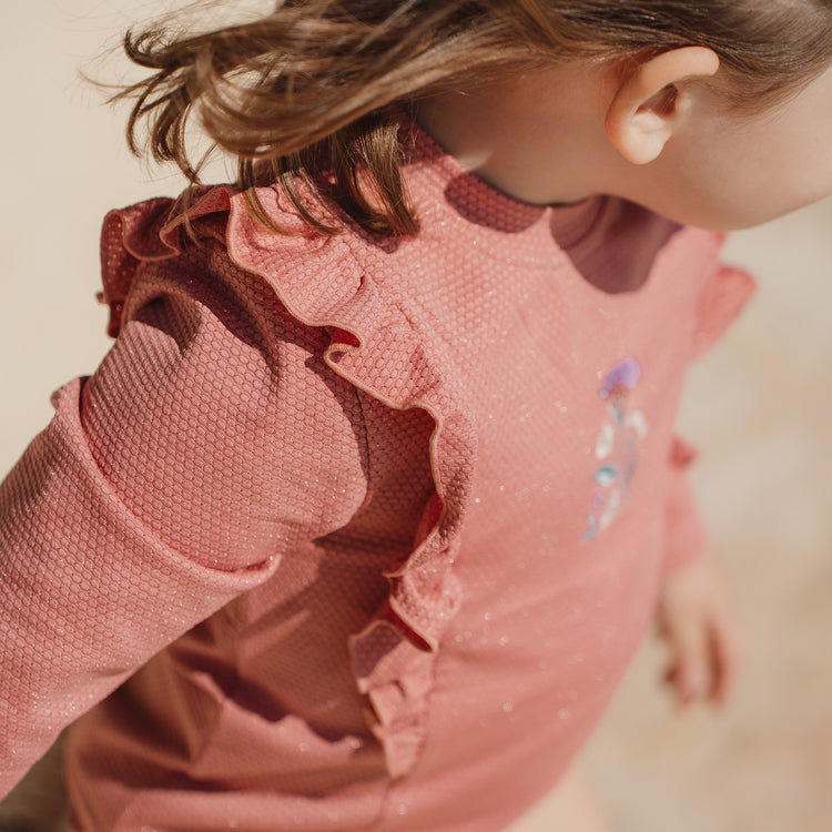 LITTLE DUTCH. Long Sleeve Swim Shirt Dreamy Pink Sparkle