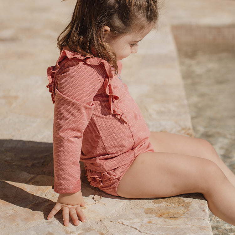 LITTLE DUTCH. Long Sleeve Swim Shirt Dreamy Pink Sparkle