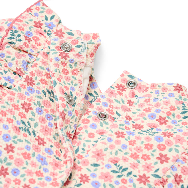 LITTLE DUTCH. Ολόσωμο κοντομάνικο μαγιό με βολάν Dreamy Flowerfield