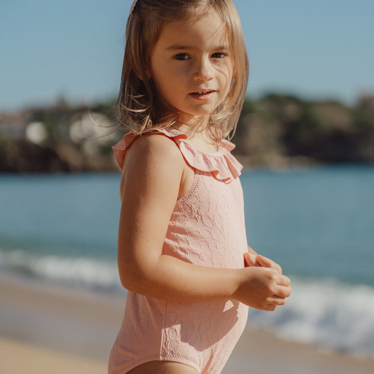 LITTLE DUTCH. Ολόσωμο μαγιό με βολάν Dreamy Pink Rose