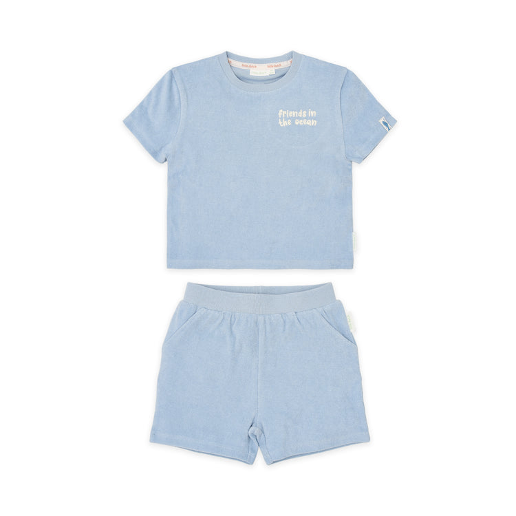 LITTLE DUTCH. Short Sleeve Shirt and Shorts Ocean World Blue