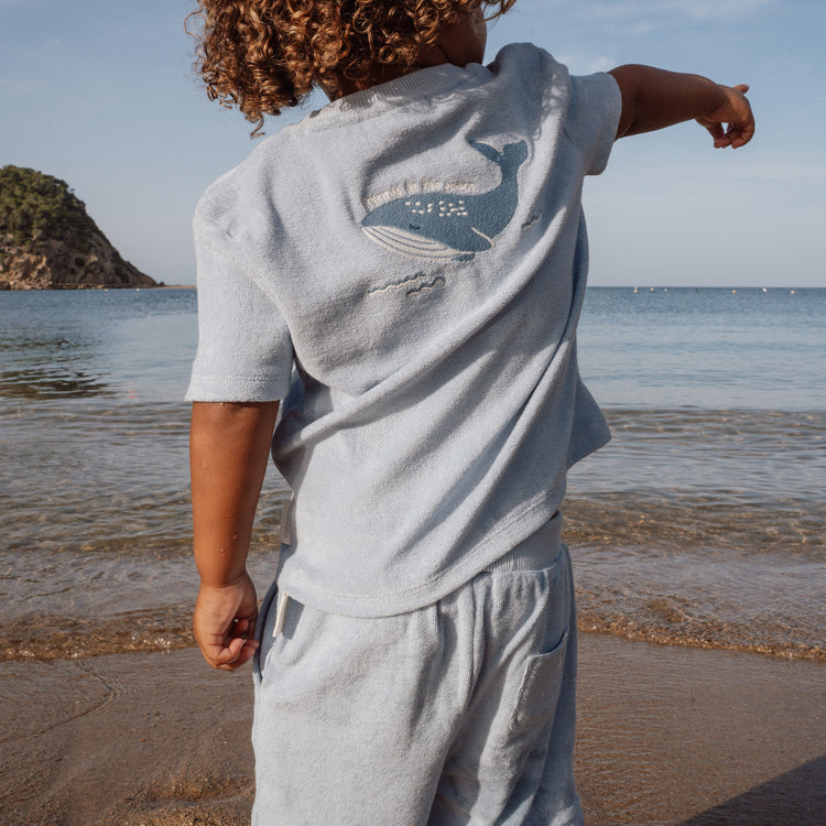 LITTLE DUTCH. Short Sleeve Shirt and Shorts Ocean World Blue