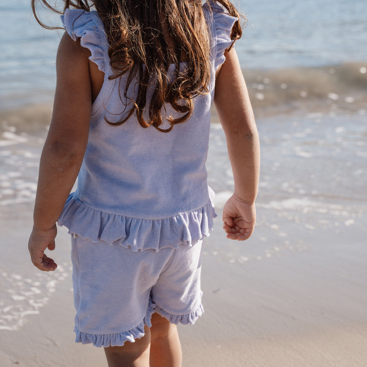 LITTLE DUTCH. Σετ μπλουζάκι και κοντό παντελονάκι πετσετέ Dreamy Purple