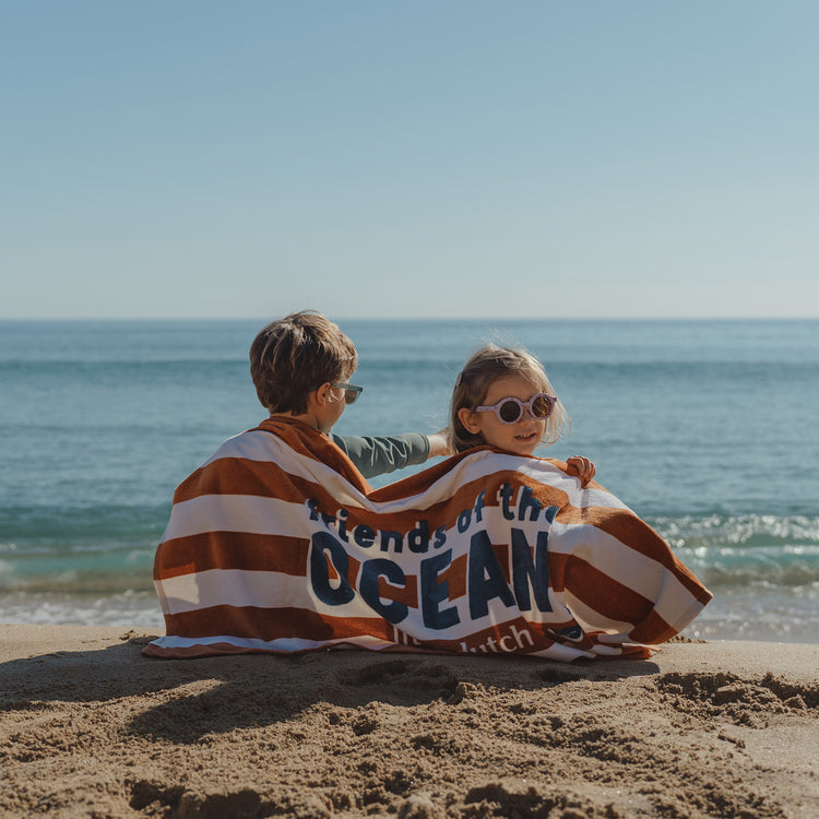 LITTLE DUTCH. Πετσέτα θαλάσσης Ocean World Brown Stripe - 60x120