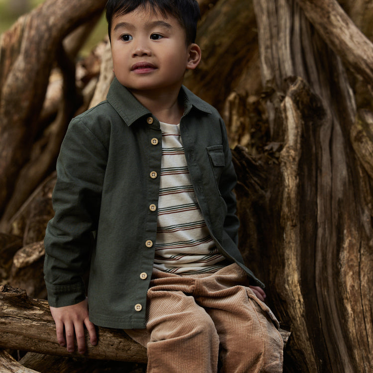 LITTLE DUTCH. Overshirt Deep Olive