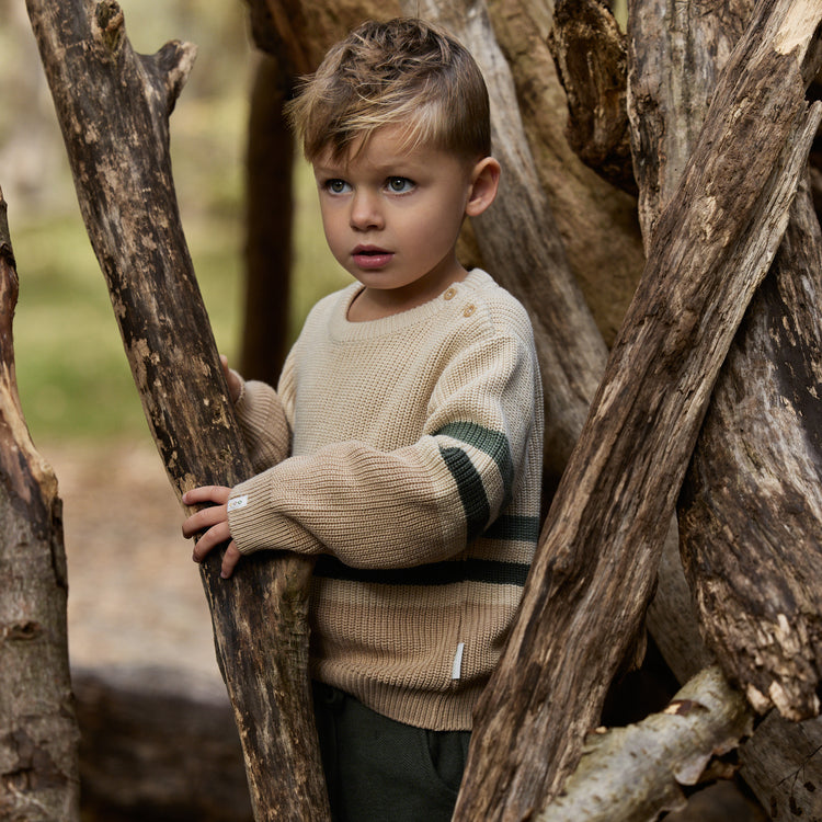 LITTLE DUTCH. Knitted sweater Warm Taupe