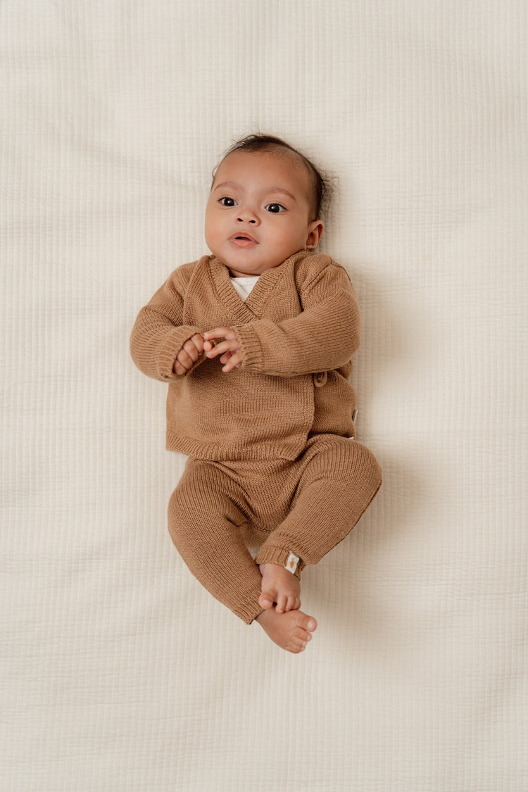LITTLE DUTCH. Ζακέτα πλεκτή κρουαζέ Brown