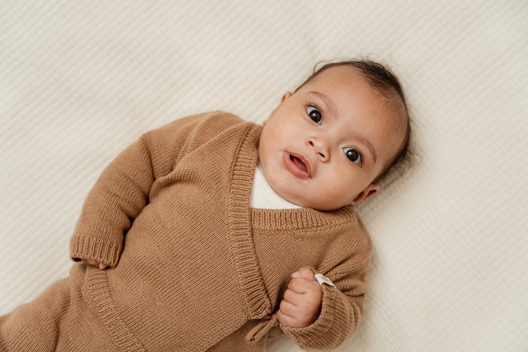 LITTLE DUTCH. Ζακέτα πλεκτή κρουαζέ Brown