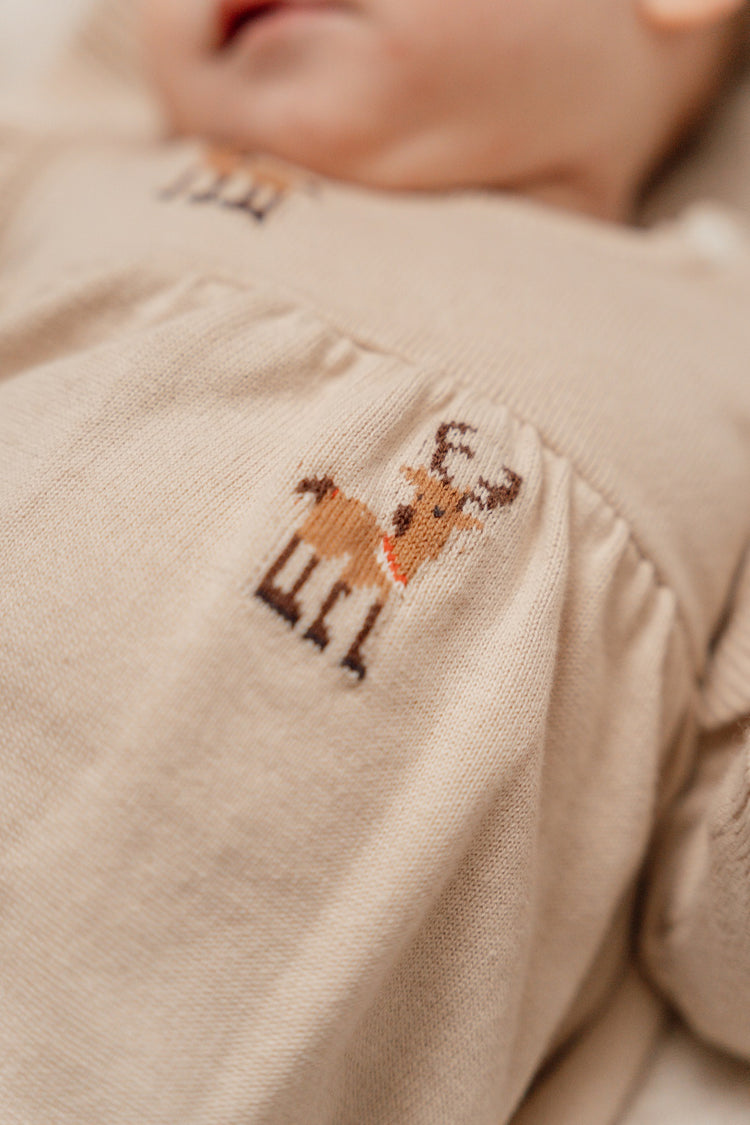 LITTLE DUTCH. Knitted Christmass dress long sleeves ruffles