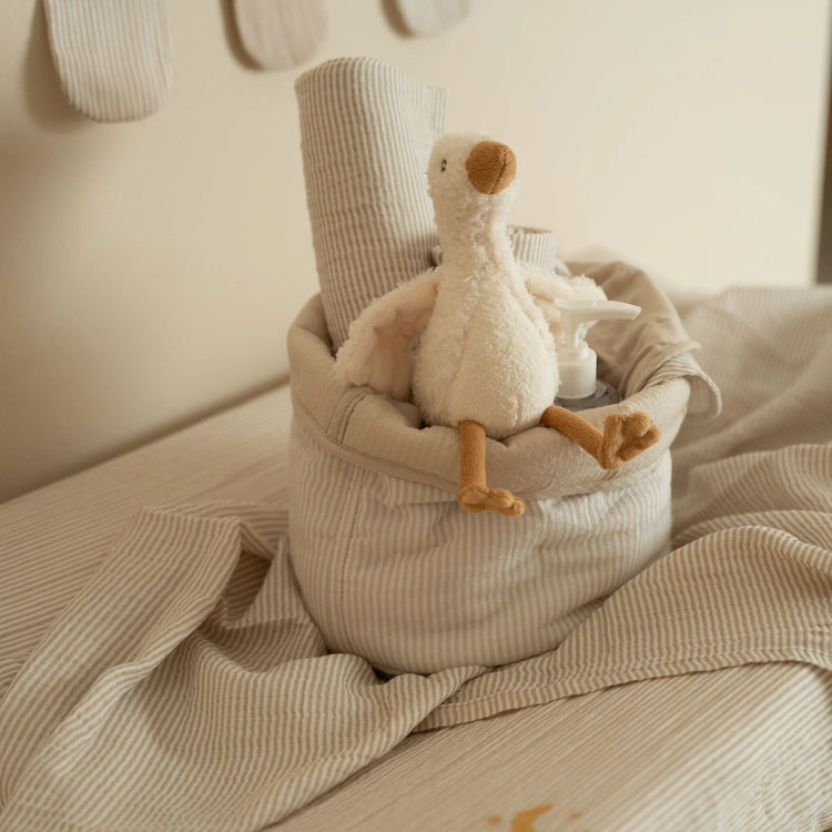 LITTLE DUTCH. Καλάθι αλλαξιέρας καπιτονέ μικρό Pure Soft Beige Stripes