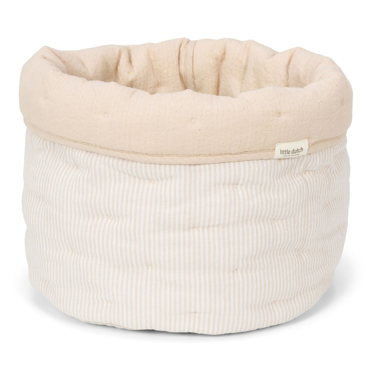 LITTLE DUTCH. Καλάθι αλλαξιέρας καπιτονέ μεγάλο Pure Soft Beige Stripes
