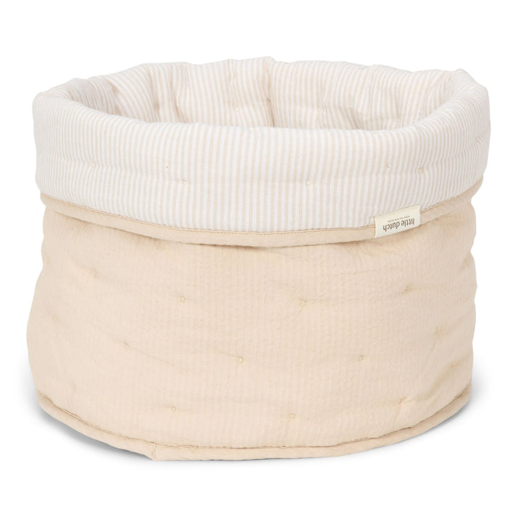 LITTLE DUTCH. Καλάθι αλλαξιέρας καπιτονέ μεγάλο Pure Soft Beige Stripes