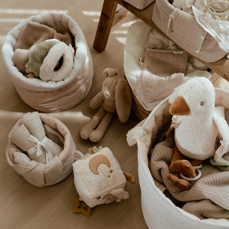 LITTLE DUTCH. Καλάθι αλλαξιέρας καπιτονέ μεγάλο Pure Soft Beige Stripes