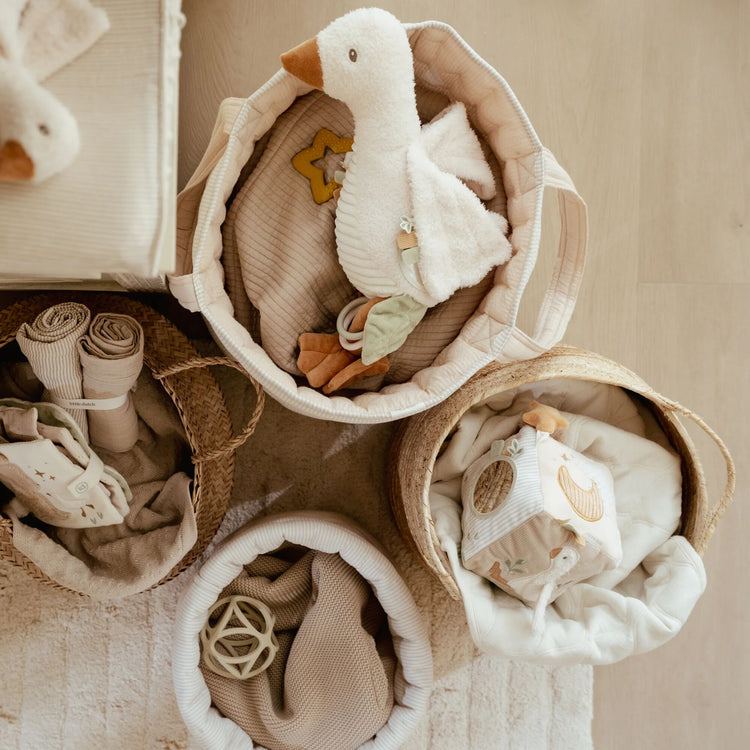 LITTLE DUTCH. Καλάθι αλλαξιέρας καπιτονέ μεγάλο Pure Soft Beige Stripes