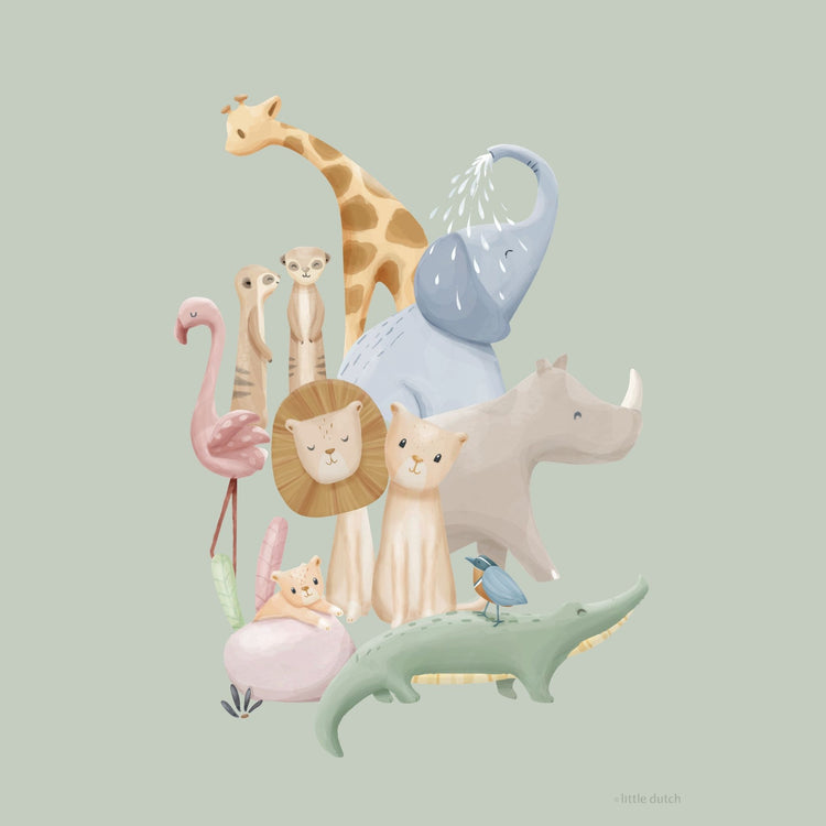 LITTLE DUTCH. Poster A3 Safari Friends