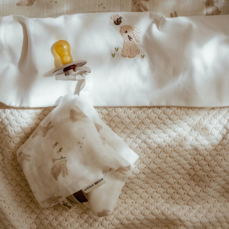 LITTLE DUTCH. Cot sheet embroidered Baby Bunny 110x140 - new