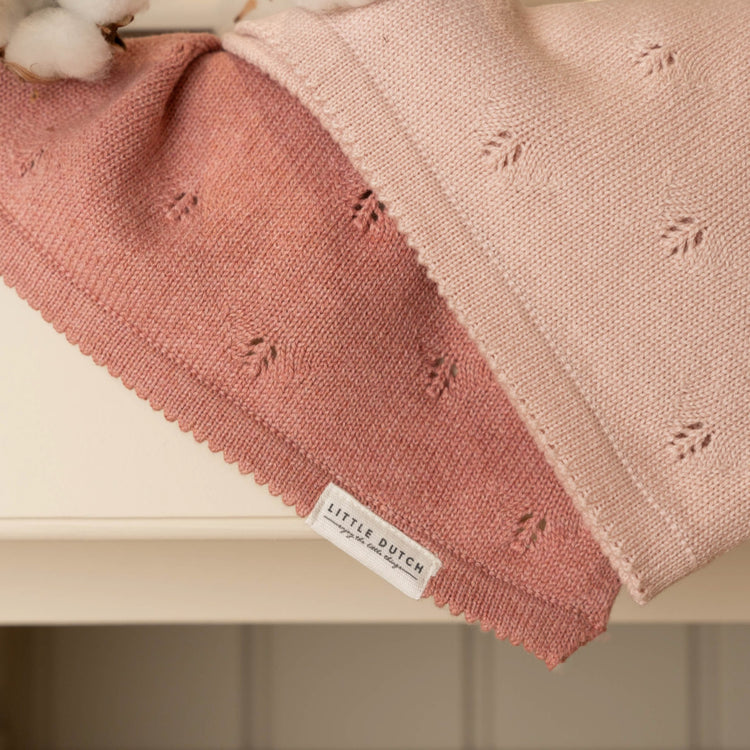 LITTLE DUTCH. Knitted bassinet blanket Pure Pink Blush