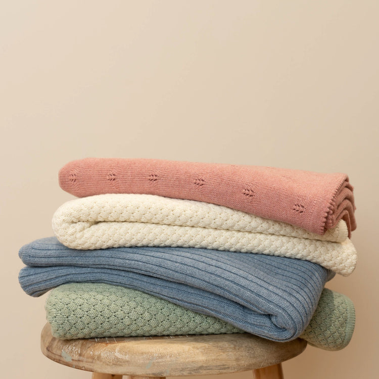 LITTLE DUTCH. Knitted cot blanket Pure Soft White
