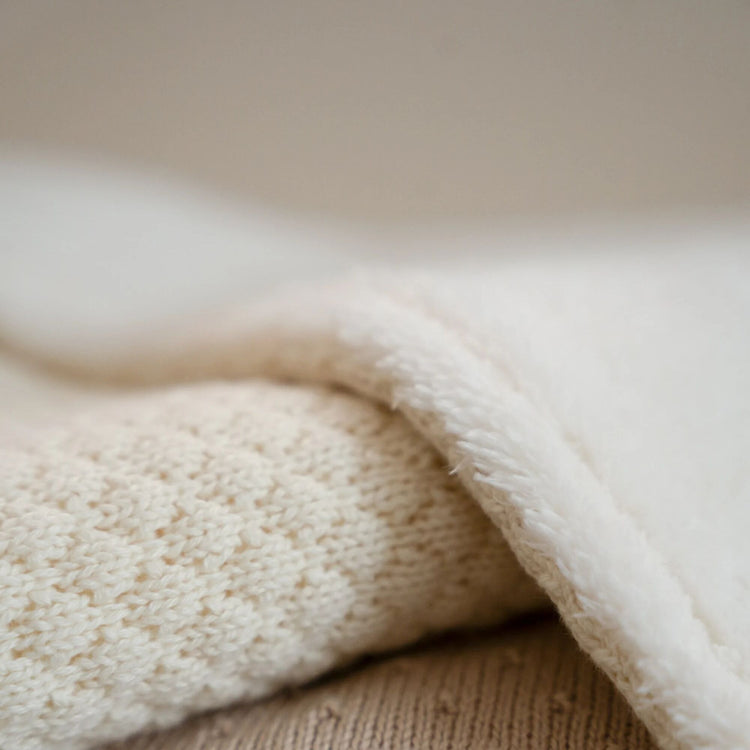 LITTLE DUTCH. Cot knitted/fleece blanket Pure Soft White