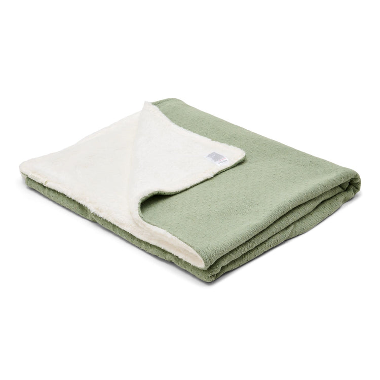 LITTLE DUTCH. Bassinet knitted/fleece blanket Pure Sage 70x100
