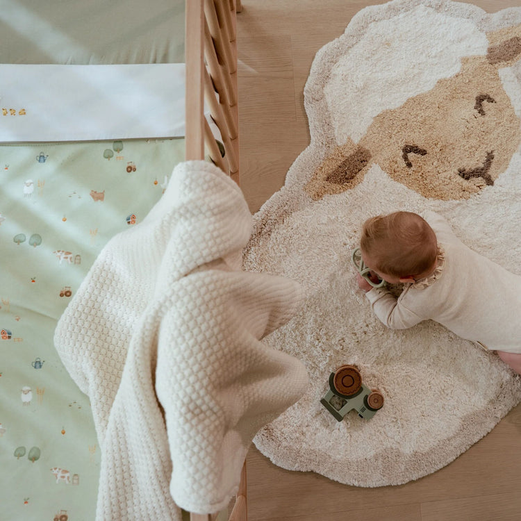LITTLE DUTCH. Κουβέρτα πλεκτή με επένδυση fleece Soft White 70x100