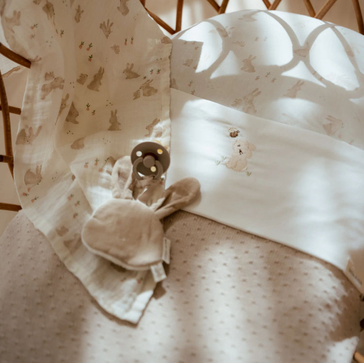 LITTLE DUTCH. Bassinet knitted blanket Pure Soft Beige 70x100