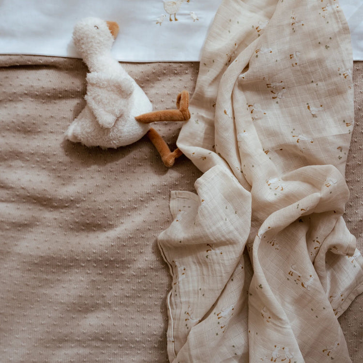 LITTLE DUTCH. Bassinet knitted blanket Pure Soft Beige 70x100