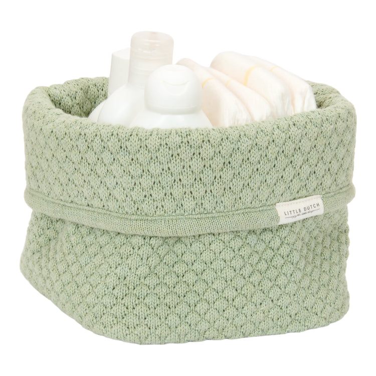 LITTLE DUTCH. Knitted storage basket small Pure Sage