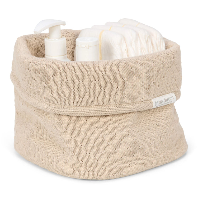 LITTLE DUTCH. Καλάθι αλλαξιέρας πλεκτό μικρό Pure Soft Beige