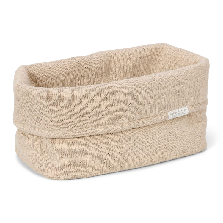 LITTLE DUTCH. Καλάθι αλλαξιέρας πλεκτό μεγάλο Pure Soft Beige