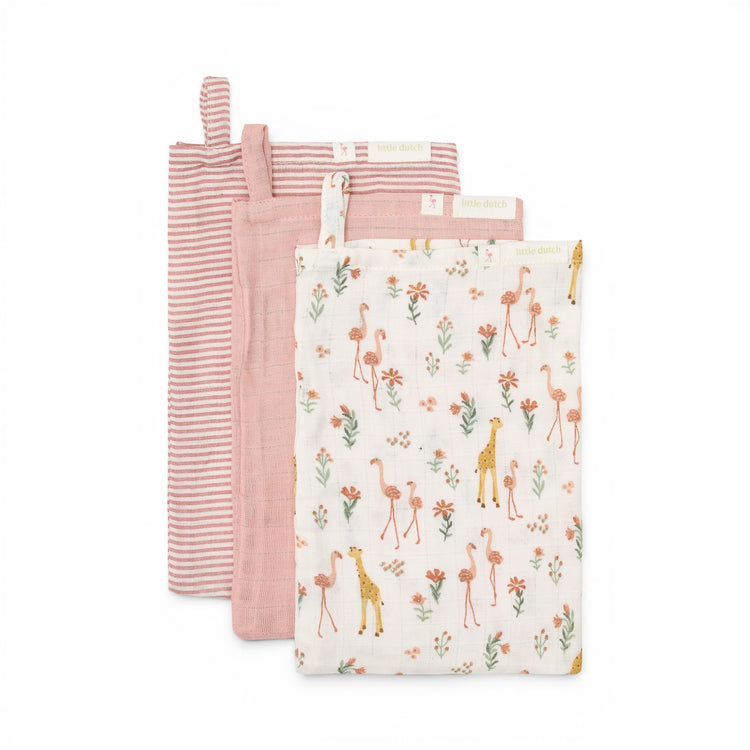 LITTLE DUTCH. Washcloths set Blooming Safari