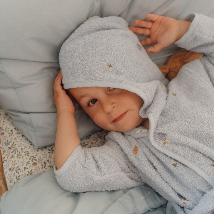 LITTLE DUTCH. Bathrobe embroidered Blue – Size 74/80