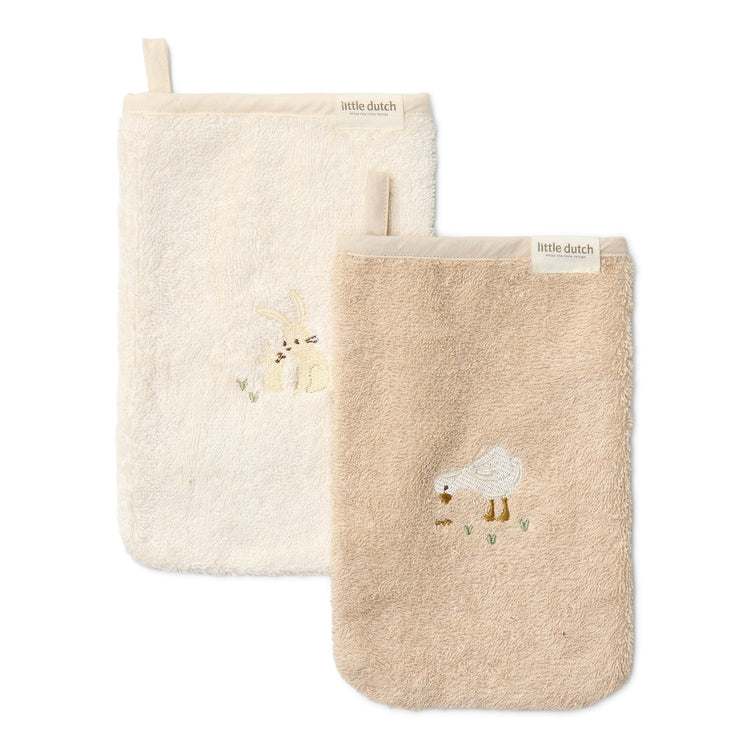 LITTLE DUTCH. Washcloths set embroidered - Baby Bunny