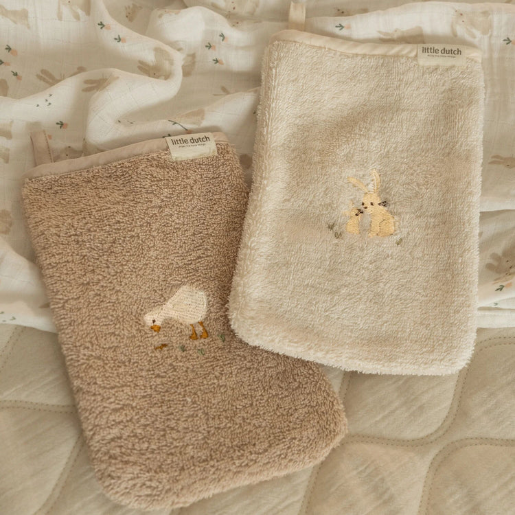 LITTLE DUTCH. Washcloths set embroidered - Baby Bunny