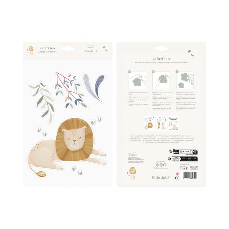LITTLE DUTCH. Wall sticker set of 3 Safari Leo