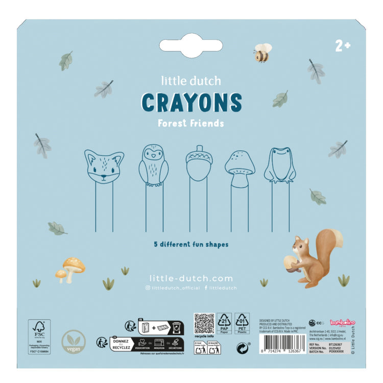 LITTLE DUTCH. Wax crayons Forest Friends