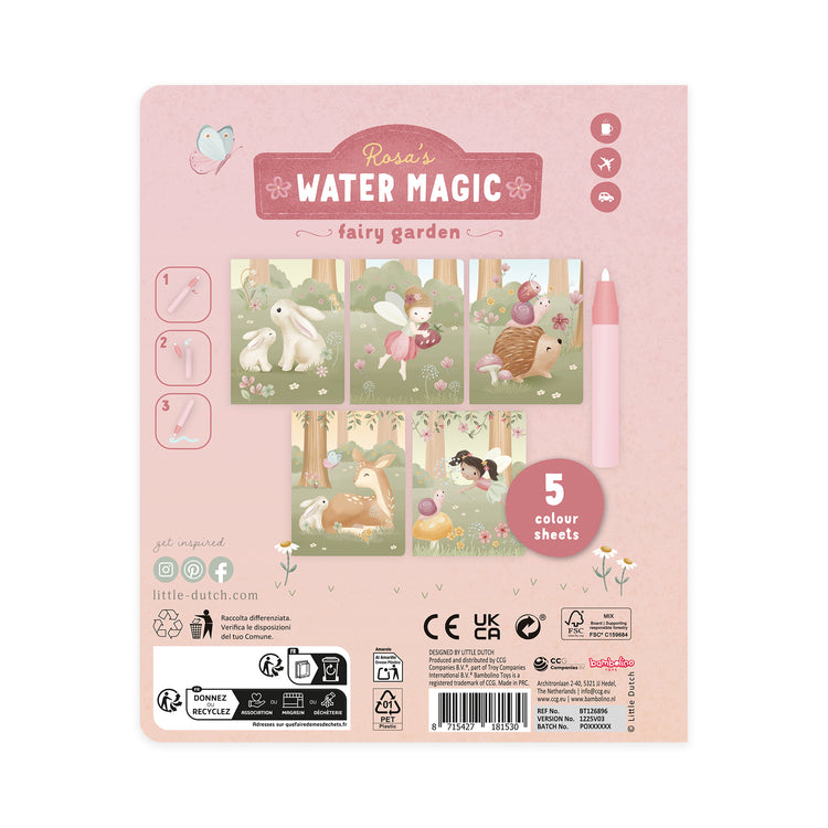 LITTLE DUTCH. Βιβλίο ζωγραφικής Water reveal Rosa Fairy Garden
