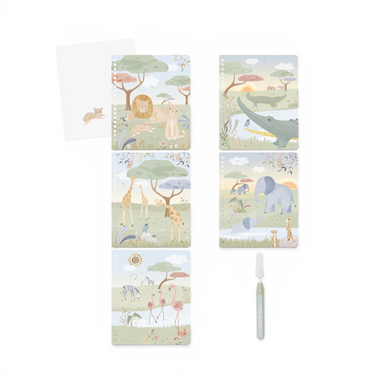 LITTLE DUTCH. Water reveal book Rosa Safari Friends