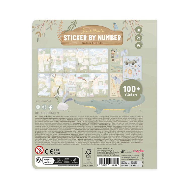 LITTLE DUTCH. Sticker by number book Jim Safari Friends