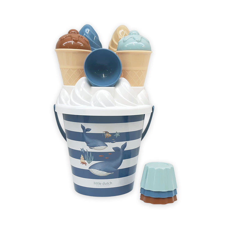 LITTLE DUTCH. Σετ κουβαδάκια παραλίας Ice Cream Ocean World Μπλε