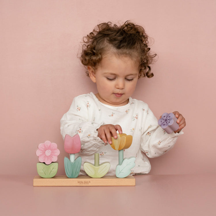 LITTLE DUTCH. Stacking Puzzle Flowers Fairy Garden FSC
