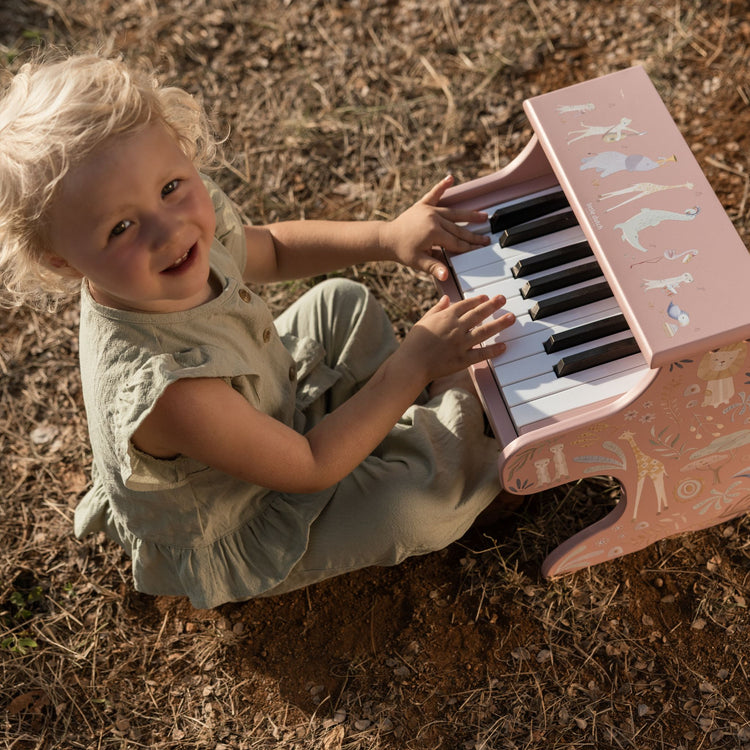 LITTLE DUTCH. Ξύλινο παιδικό πιάνο Safari Friends FSC (ροζ)