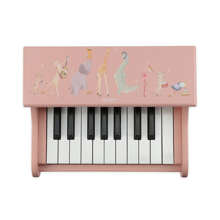 LITTLE DUTCH. Wooden piano Safari Friends FSC (pink)