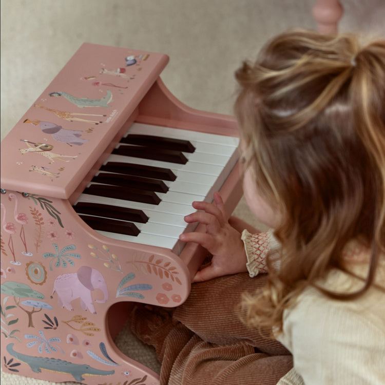 LITTLE DUTCH. Wooden piano Safari Friends FSC (pink)