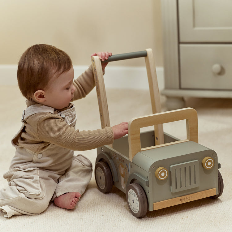 LITTLE DUTCH. Wooden safari push car Safari Friends FSC