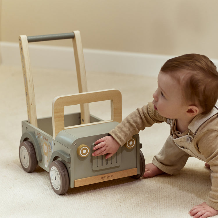 LITTLE DUTCH. Wooden safari push car Safari Friends FSC