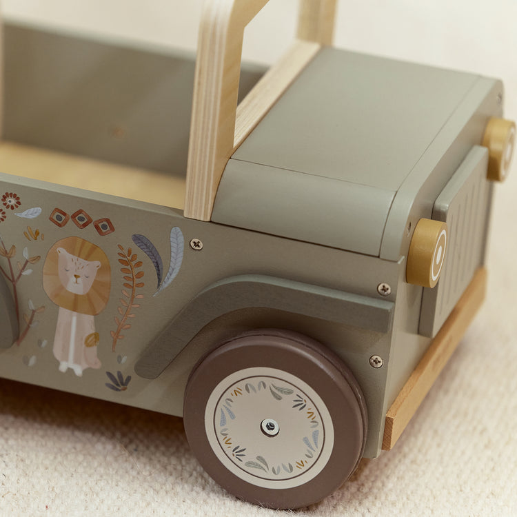 LITTLE DUTCH. Wooden safari push car Safari Friends FSC