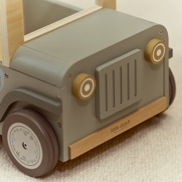 LITTLE DUTCH. Wooden safari push car Safari Friends FSC
